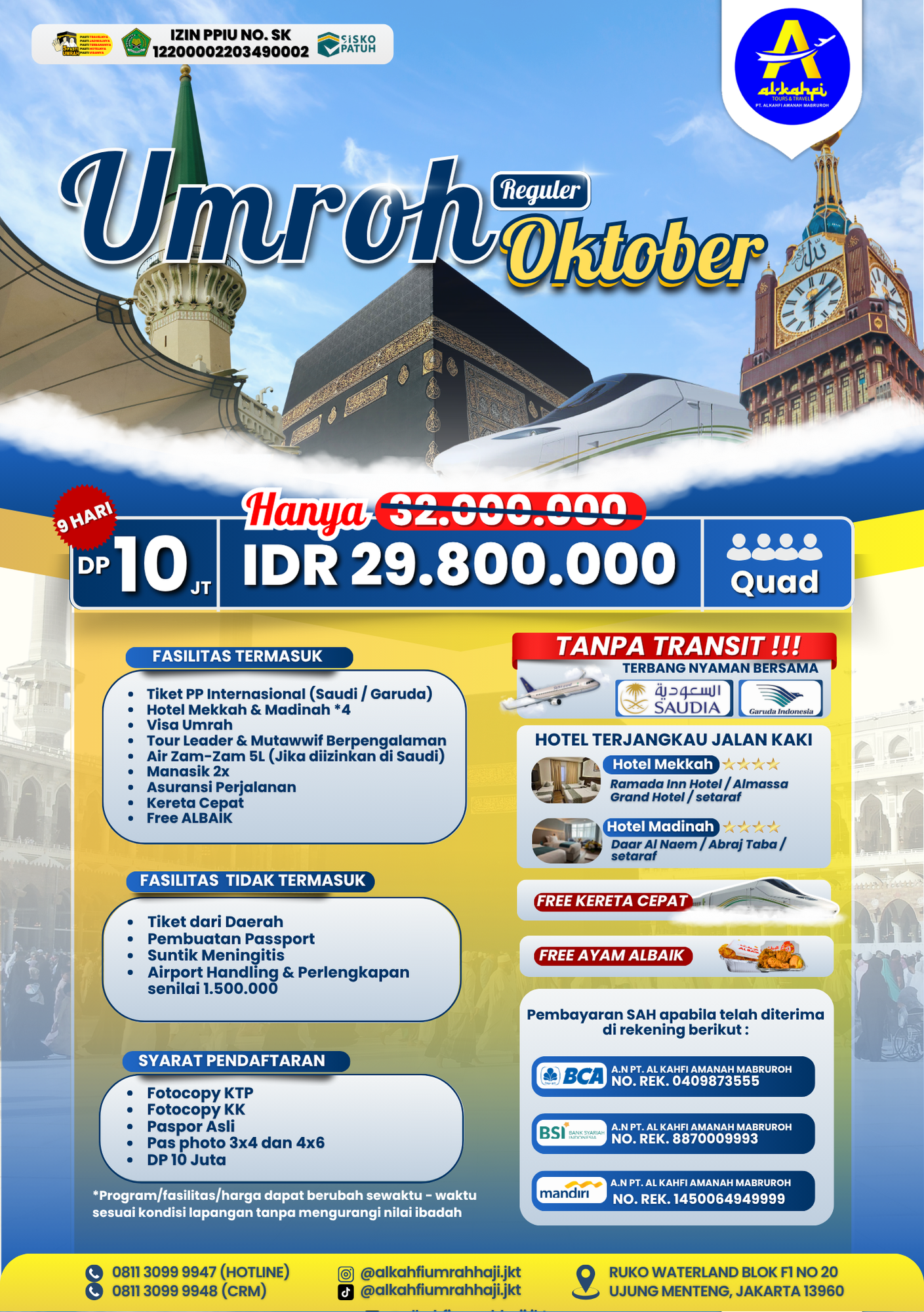 Umroh Reguler Oktober Alkahfi